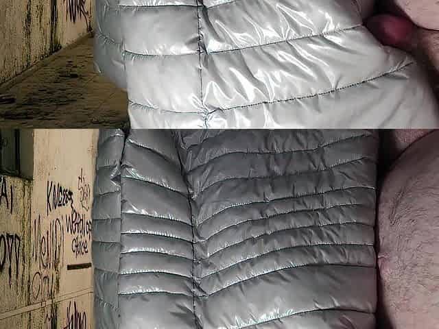 Spunk fountain on Girlfriend's PZ Soft Silver Down Jacket