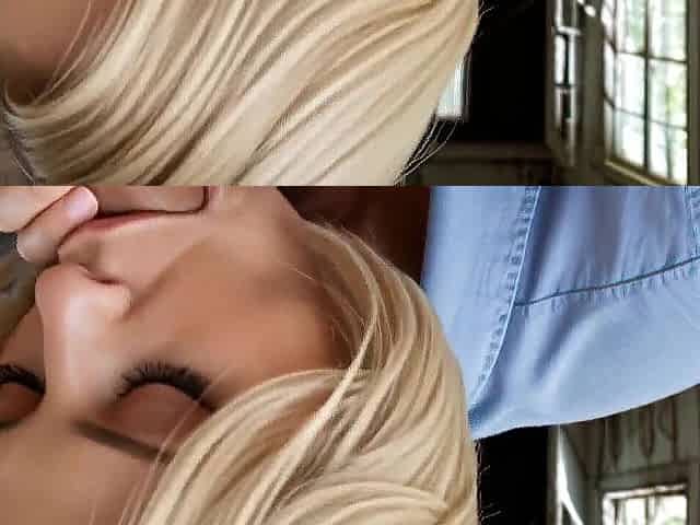 A golden-haired with short hair in an abandoned abode. Sex, oral, jizz flow. (AI).