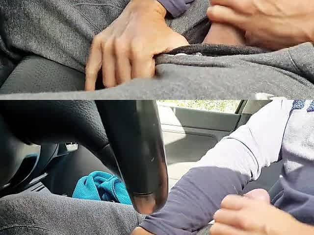 Guy jerks his dick inside car in public place until this guy nearly gets caught - Hotsportfitboy
