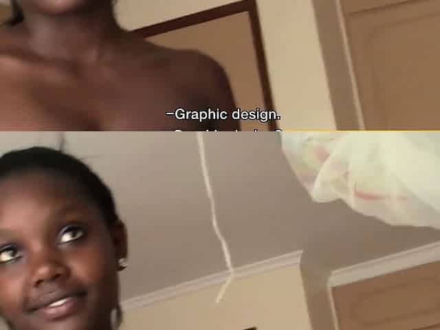 Cute Ebony Amateur Teen Gets Her Hairy Tight Pussy Stretched