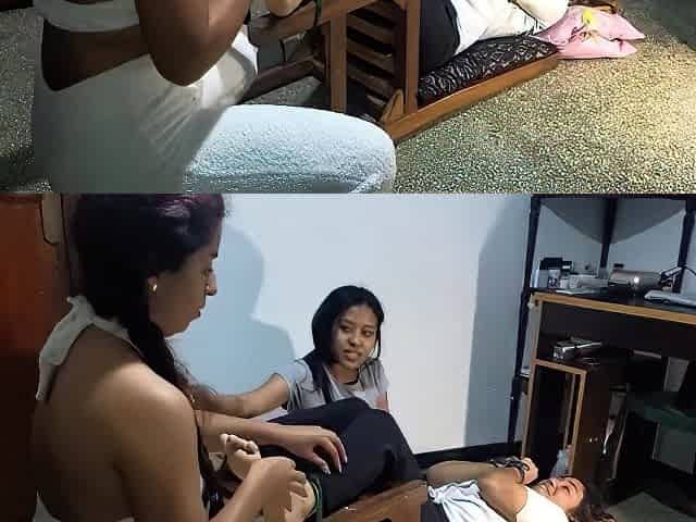 Ticklish Latinas Ale gets tickled on her feet and belly by