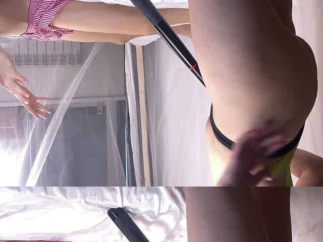 Russian rogue sucked off her boss's rich son and happily licked his cum off her fingers
