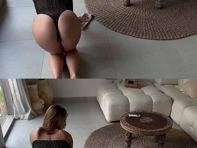 TRANSPARENT SPARKLY BODYSUIT ROOM CLEANING