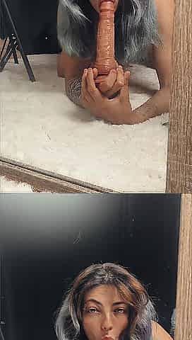 sloppy mirror blow job training , alternative beauty gets dirty