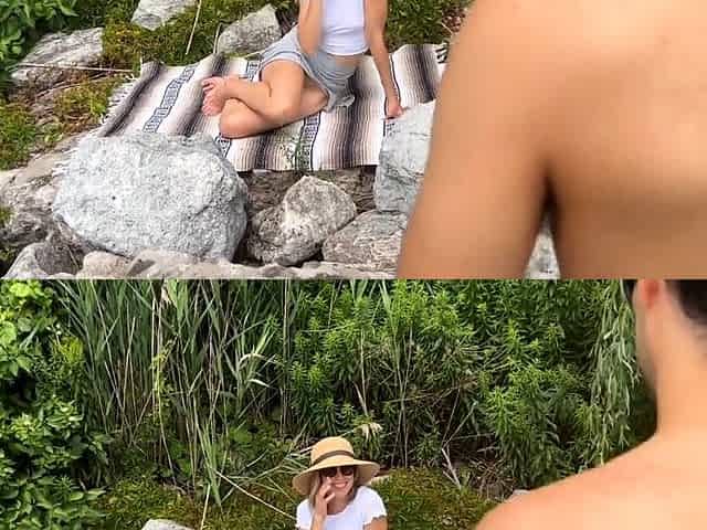 Double Creampie on a Beach - Amateur Couple and Friend
