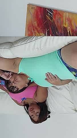 Horny Stepsisters Fucking in the Living Room