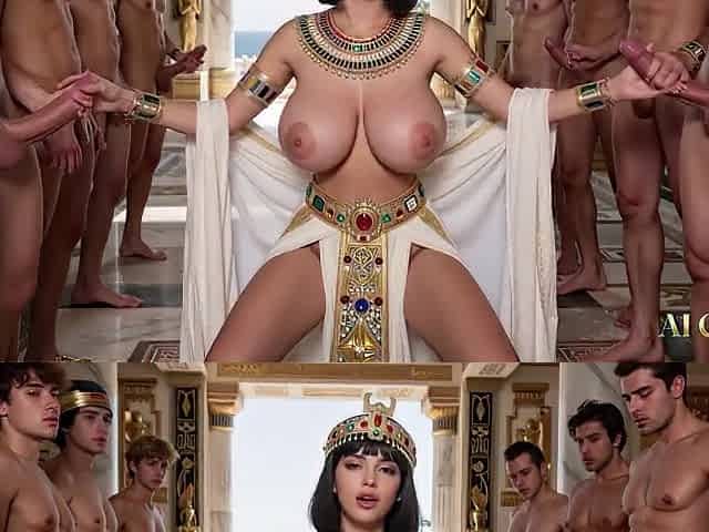 Cleopatra gets group-fucked by her slaves (AI generated)