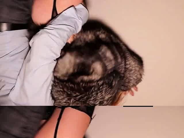 Redhead MILF in Lingerie and Fur Coat Takes on Big Cock