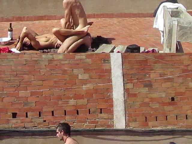 Amateur Couple Fucking on the Terrace, Outside Sex