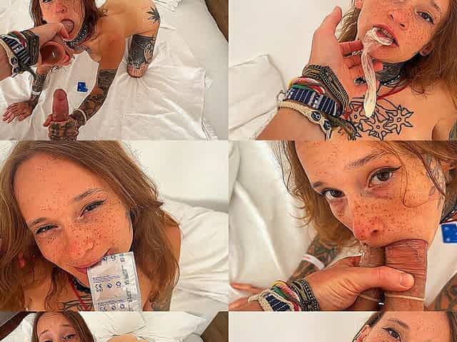 Using a Petite Redhead Hotel Slut with a Condom