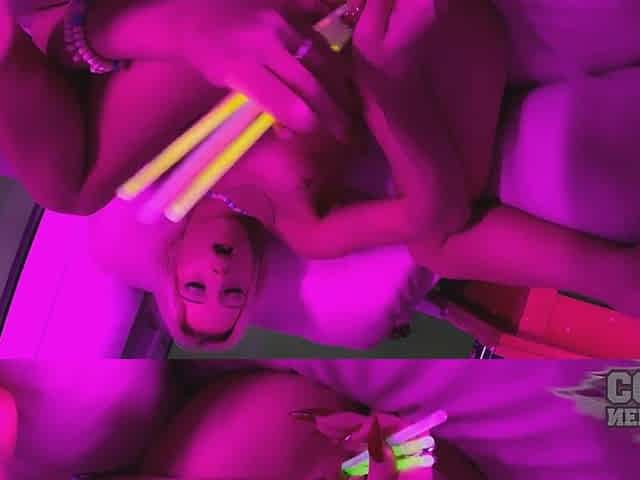 Mia18 Masturbating With Glowsticks Gaping Her Young Pussy After Dark