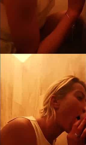 Cherry Kiss fuck in toilet of restaurant blowjob pee play