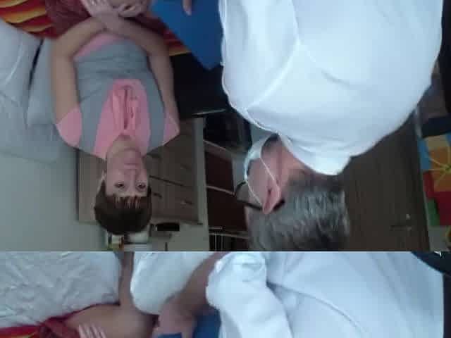 Shy russian student at the doctor for private scrutiny