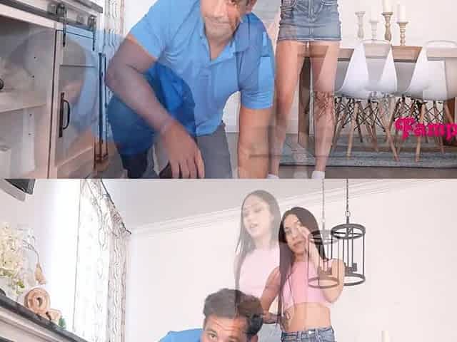 Tiny And Lascivious Teen Flashes Twat To Old Step Daddy Trying To Make A Episode
