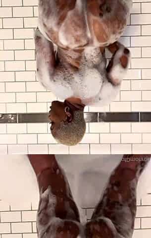 Amateur black Diamond takes a shower and masturbates