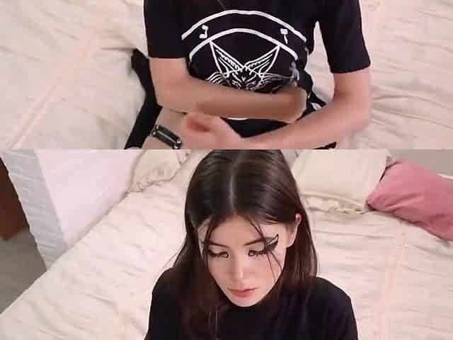 Cute Goth Girl With Beautiful Makeup Spreads Her Legs For Fucking And Gets Cu