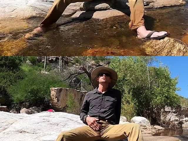 Pissing on myself and cooling off in a river after a sexy day of field work