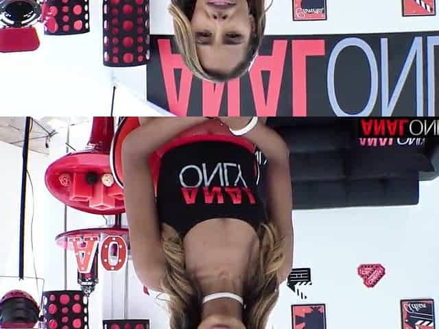 Slim tanned chick has her arsehole filled with cum