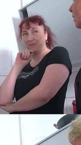 Red hair tattooed milf pussy fucking in the bathroom
