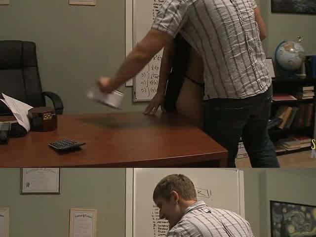 Chick Devon Lee with pierced snatch takes it in her office doggystyle