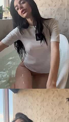 Miss Wet T-shirt Teasing You in the Bathub