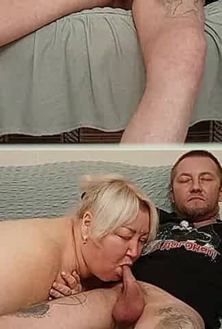 Cumming in Stepmom's Mouth After Blowjob