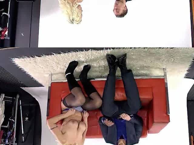 Breasty blond slut rides me