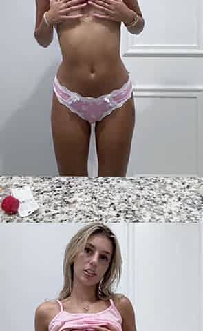 Cute blonde teen shows tit pussy and ass