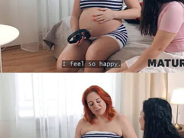 MATURE4K. Preggo Marta is having a sexy trio with youthful pair