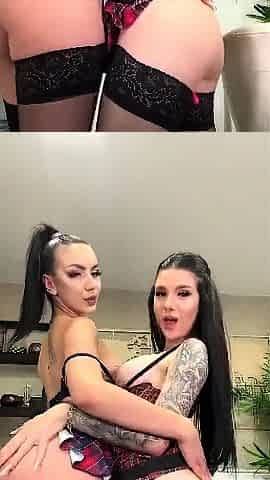 Slender small tit teen babes enjoying lesbian pussy oral
