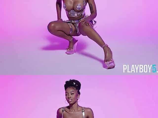 Large ass and boobs ebony teen model SaBrea Phenix with Playboy