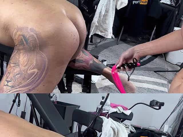 Belt On Stories - ManEater Training Demonstration - How two make Him Cum NONSTOP Upper level side POV