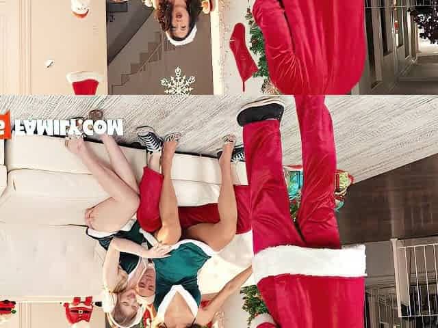 Cutie Stepdaughter Melody Marks Gets 2 Cocks On Christmas Orgy With Milf