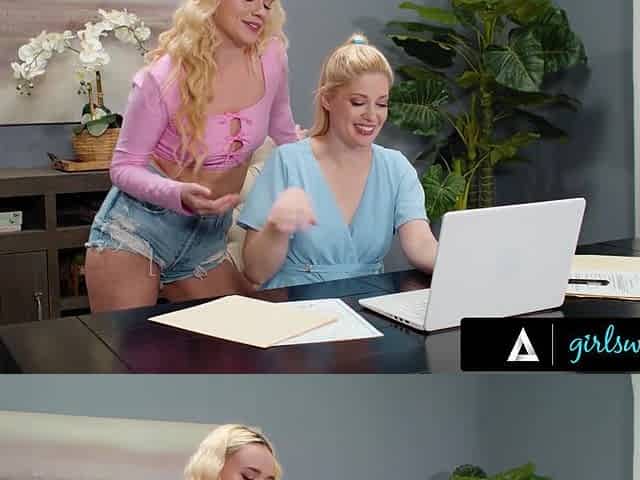 GIRLSWAY - Naughty Petite Blonde Khloe Kingsley ALMOST CAUGHT Eating Stepmom Charlotte Stokely