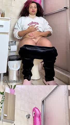 Chubby Girl Can't Stop Farting in Toilet with Belly Ache