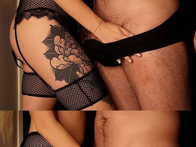 Ardent sex on the hotel's porch