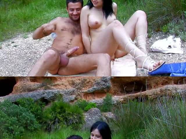 Hot Brunette Gets Fucked Hard Outdoors and Tits Cum-drenched