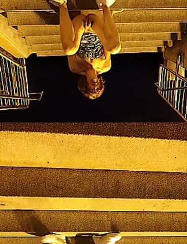 Pissing in the station on the stairs