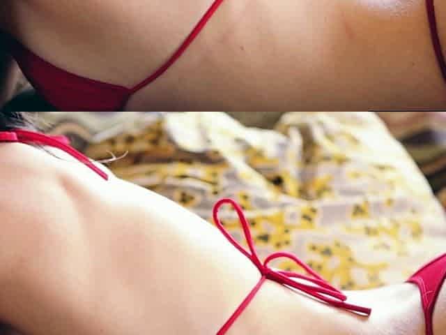 Petite teen stripping down and relaxing