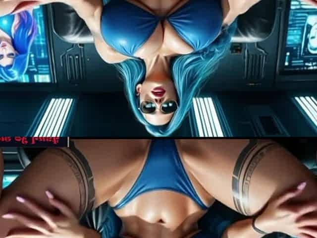 Gol Busty Blue Hair Heavy Twerk Gooning Bikini