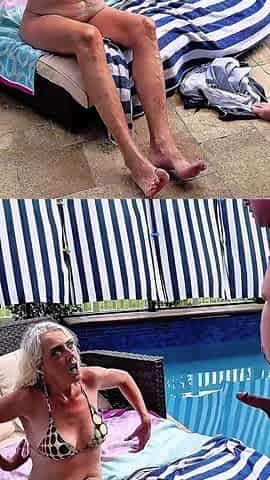 Blonde Gilfucked Poolside and Creampied