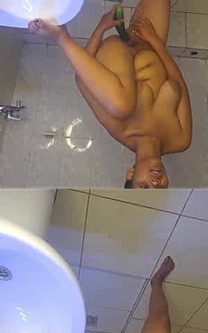 Squirting in the Toilet Using Cucumber