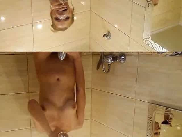 Mira 19 masturbates with shower head (stepbro's cam)