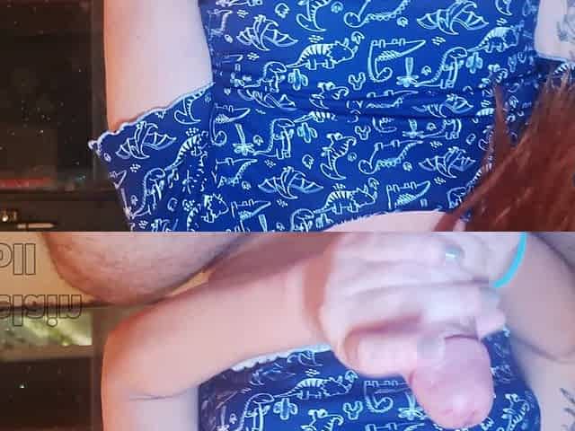 Redhead Sees Man Masturbating at the Window and Decides to Help Him