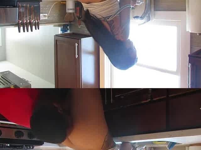 large ebony screws oriental & gives her a biggest facial in kitchen