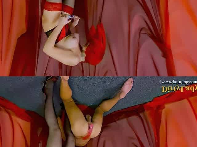Pegging and creampie his butt! Pair uses double sided sex toy for hard bang.