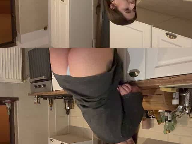 Farting in the Kitchen in Thongs