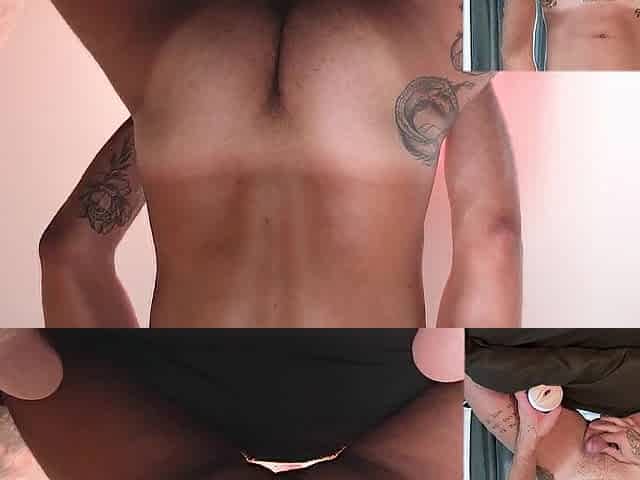 Large butt dude screwing a toy (front and back view)