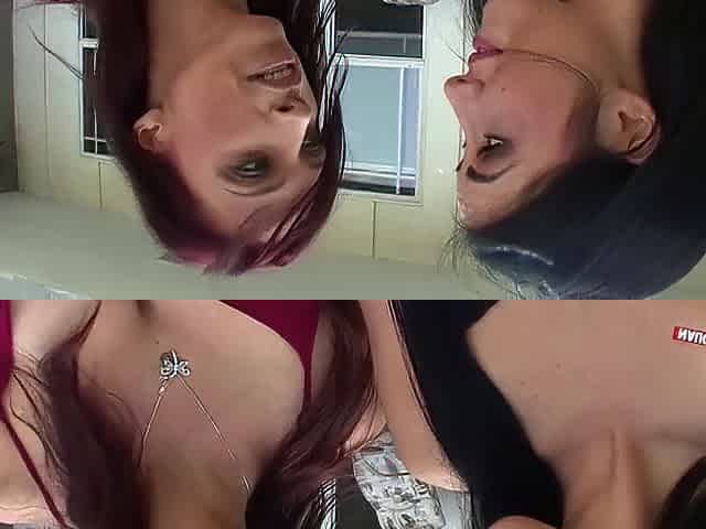 Shy brunette hair teen enjoys breasty milfs warm touch and soft milky large titties
