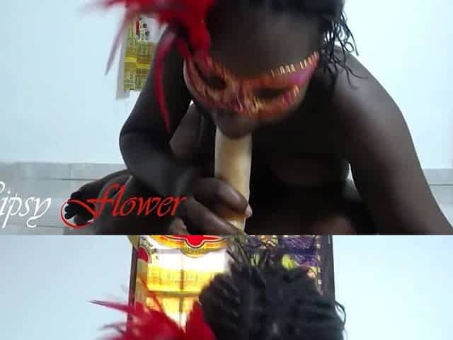Black masive booty bouncing on a large vibrator